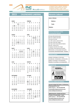 CALENDARIO LABORAL Horario Laboral