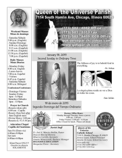 January 18, 2015 Second Sunday in Ordinary Time 18 de enero de