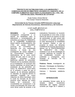 proyecto de factibilidad para la elaboraci&oacute;n y comercializaci&oacute;n de