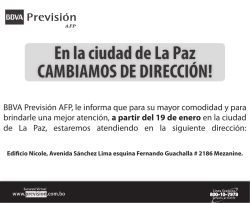 Nueva direcci&oacute;n - BBVA Previsi&oacute;n AFP