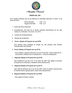 ORDEN DEL D&Iacute;A - Asamblea Nacional de Panam&aacute;