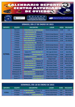 S&Aacute;BADO, D&Iacute;A 17 DE ENERO DE 2015 DOMINGO, D&Iacute;A 18 DE