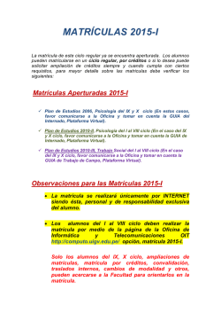 MATR&Iacute;CULAS 2015-I - Plataforma UIGV Virtual