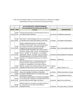 Estas son las actividades p&uacute;blicas y los eventos masivos que se