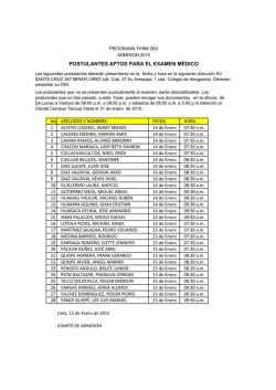 POSTULANTES APTOS PARA EL EXAMEN M&Eacute;DICO