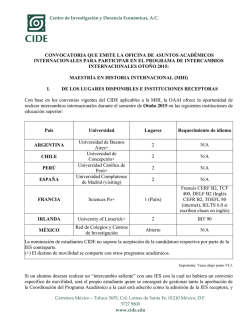 Convocatoria para la MHI - Maestr&iacute;a en Historia Internacional