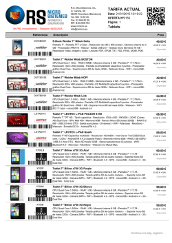 TARIFA ACTUAL - RS MicroSistemes, SL