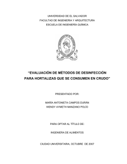 evaluaci&oacute;n de m&eacute;todos de desinfecci&oacute;n para hortalizas que se