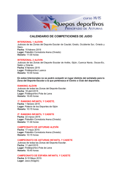 025 Calendario Juegos Escolares 2015