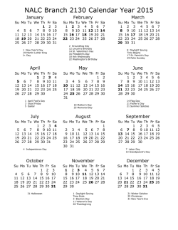 2015 Calendar One page