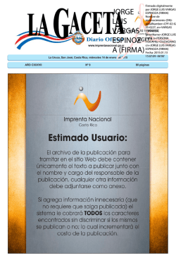 LA GACETA N&deg; 9 de la fecha 14 01 2015