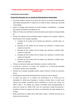 Condiciones Promociones Carpeo Quito, Latacunga, Quininde y