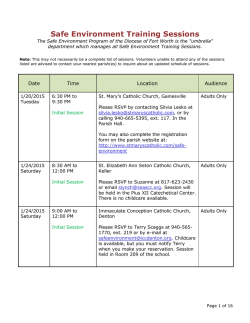 Safe Environment Training Sessions