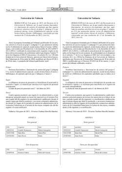 RESOLUCI&Oacute; de 8 de gener de 2015, del Rectorat de la Universitat