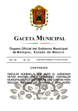 Gaceta No. 03 de fecha 15 de enero del 2015. Circular N&uacute;mero 1