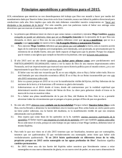 Principios apost&oacute;licos y prof&eacute;ticos para el 2015.