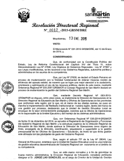 R.D.R. N&ordm; 0012-2015-GRSM/DRE