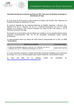 Resultado del fallo de la licitaci&oacute;n del Proyecto 1921