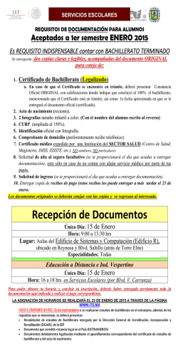 Requisitos Nuevo Ingreso 2015