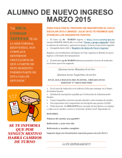 ALUMNO DE NUEVO INGRESO MARZO 2015