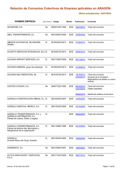 Relaci&oacute;n de Convenios Colectivos de Empresa aplicables en