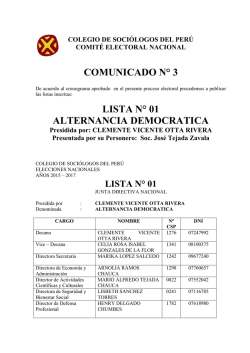 comunicado n&deg; 3 lista n&deg; 01 alternancia democratica