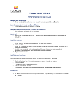 CONVOCATORIA N&deg; 002-2015 PRACTICAS PRE PROFESIONALES