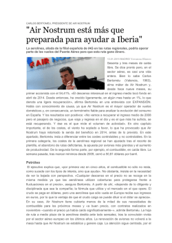 "Air Nostrum est&aacute; m&aacute;s que preparada para ayudar a Iberia"