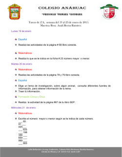 Tareas de 2&deg;A, semana del 12 al 16 de enero de