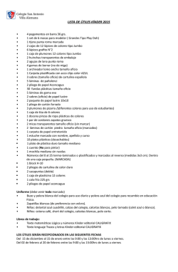 LISTA DE &Uacute;TILES K&Iacute;NDER 2015 - Colegio San Antonio Villa Alemana.