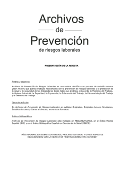 PRESENTACI&Oacute;N DE LA REVISTA