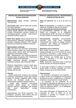 IRAKASLEEN HIZKUNTZA-ESKAKIZUNAK 2015eko DEIALDIA