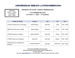 Horario I Cuatrimestre 2015 - Universidad B&iacute;blica Latinoamericana