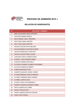 PROCESO DE ADMISI&Oacute;N 2015