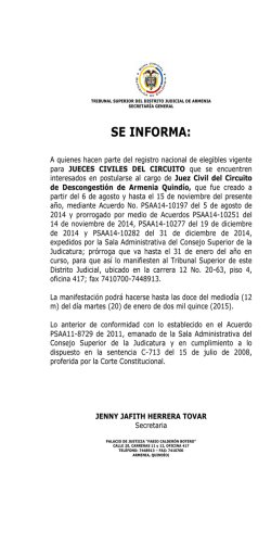 SE INFORMA: - Rama Judicial