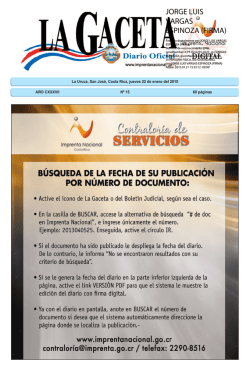 LA GACETA N&deg; 15 de la fecha 22 01 2014