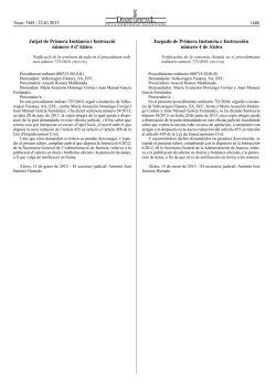 Notificaci&oacute;n de la sentencia dictada en el procedimiento ordinario