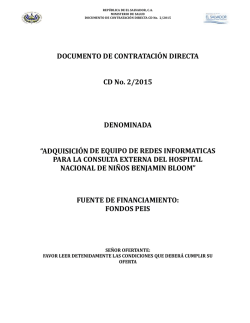 DOCUMENTO DE CONTRATACI&Oacute;N DIRECTA CD No. 2/2015