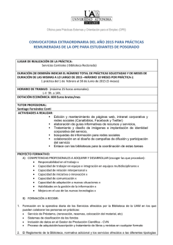 convocatoria extraordinaria del a&ntilde;o 2015 para pr&aacute;cticas