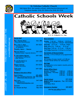 St. Felicitas Catholic Church JA NUARY 25, 2015 TH IR