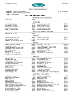 LISTA DE PRECIOS - AVES AGRICULTURA NACIONAL AGROVET