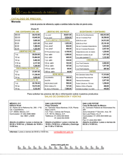 Cat&aacute;logo de productos - Casa de Moneda de M&eacute;xico