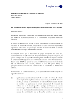 IMAGINARIUM Hecho Relevante - Bolsas y Mercados Espa&ntilde;oles