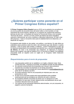 &iquest;Quieres participar como ponente en el Primer Congreso E&oacute;lico