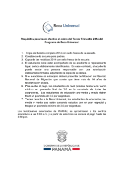 Requisitos para hacer efectivo el cobro del Tercer Trimestre 2014