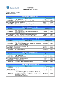 TAREAS 2&deg;A PRIMARIA Sede Primavera Titular: Ver&oacute;nica Beltr&aacute;n
