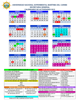 Calendario de Actividades 2015 - Universidad Mar&iacute;tima del Caribe