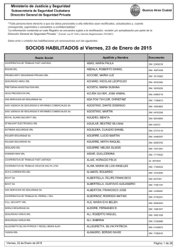 SOCIOS HABILITADOS al Viernes, 23 de Enero de 2015