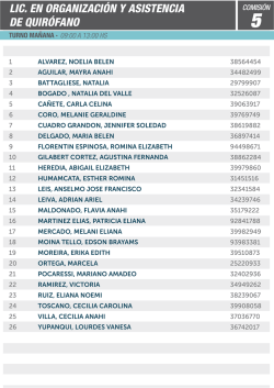 lic. en organizaci&oacute;n y asistencia de quir&oacute;fano 09:00 a 13:00 hs