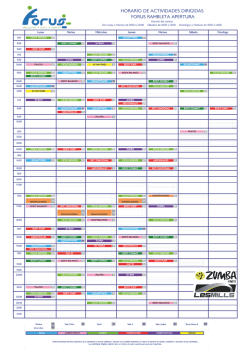 horario de actividades dirigidas forus rambleta apertura